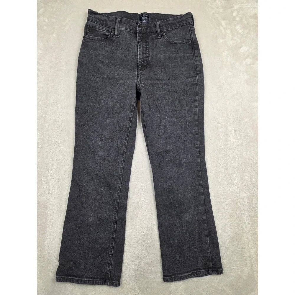 J.Crew Mid-Rise Flare Crop Jeans Womens 28 Black Re-Imagined Stretch Denim